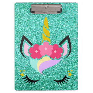 Carpeta De Pinza Placa de clip de Purpurina Verde azulado de Unicor