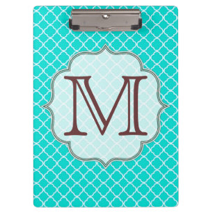 Carpeta De Pinza Placa de clip inicial del monograma de cuarterfoil