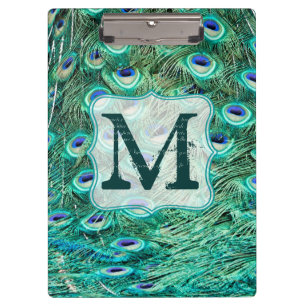 Carpeta De Pinza Placa de clip inicial monograma de la pluma de ave