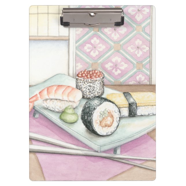 Carpeta De Pinza Placa de sushi surtido con palillos (Anverso)