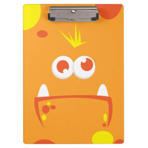 Carpeta De Pinza Placa para clip de cara del monstruo del naranja