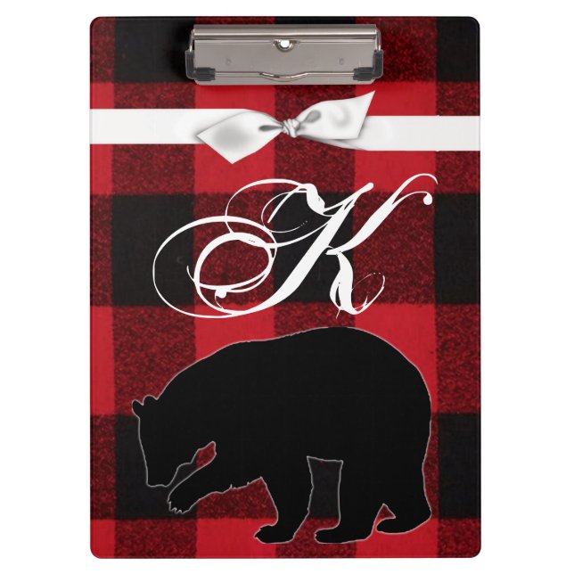 Carpeta De Pinza Placa personalizada para clip Placa de oso rojo de (Anverso)