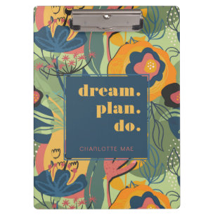 Carpeta De Pinza Plan Dream Do Motivational Abstract Floral