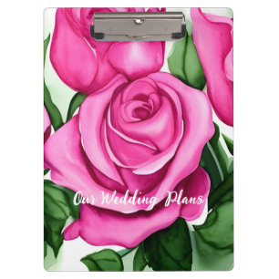 Carpeta De Pinza Planificador de casamiento de Rosas de acuarela