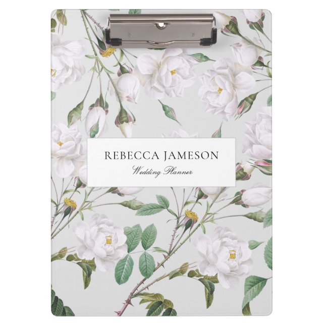 Carpeta De Pinza Planificador de rosas blancas antiguas (Anverso)