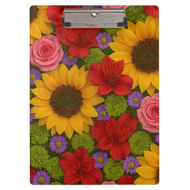 Carpeta De Pinza Planner de girasol y Rosa (Anverso)