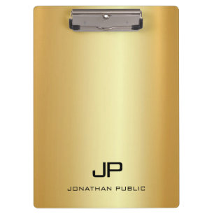 Carpeta De Pinza Planta monogramada moderna de aspecto dorado elega