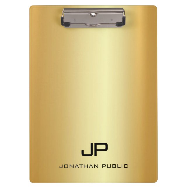 Carpeta De Pinza Planta monogramada moderna de aspecto dorado elega (Anverso)