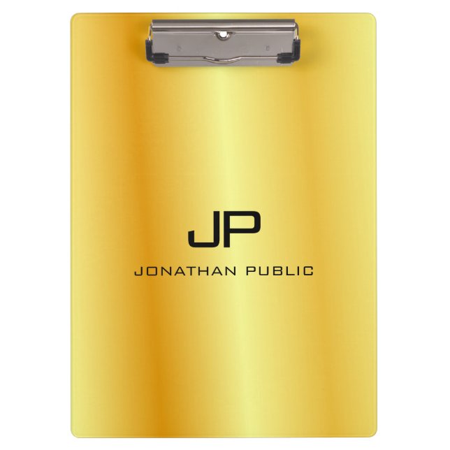 Carpeta De Pinza Plantilla con estilo de oro monogramado elegante (Anverso)