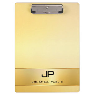 Carpeta De Pinza Plantilla de Monograma Moderno Faux Gold Elegante