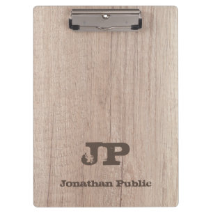 Carpeta De Pinza Plantilla Monogramada con aspecto de madera con pr