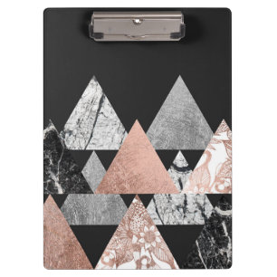 Carpeta De Pinza Plata color de rosa de mármol del oro y triángul