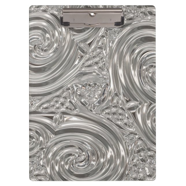 Carpeta De Pinza Plata luce elegante arte victoriano nouveau gris (Anverso)