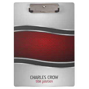 Carpeta De Pinza Plata Y Rojo Metalizado De Puntos