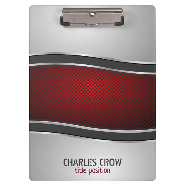 Carpeta De Pinza Plata Y Rojo Metalizado De Puntos (Anverso)