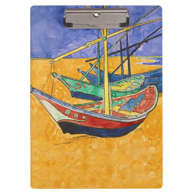 Carpeta De Pinza Playa del Impresionismo de los barcos Van Gogh (Anverso)