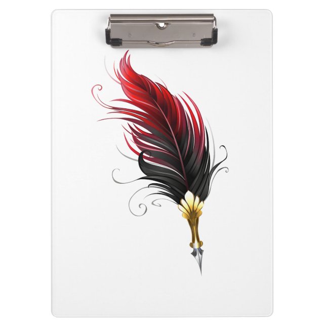 Carpeta De Pinza Pluma de plumas rojas con nido de oro (Anverso)