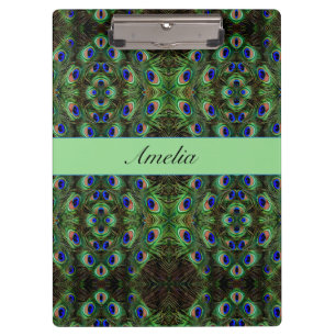 Carpeta De Pinza Plumaje Real - Patrón de pluma de pavo real de luj
