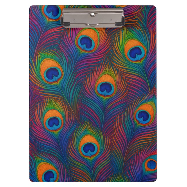 Carpeta De Pinza Plumas Brillantes de Pavo Real (Anverso)