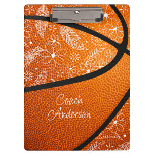 Carpeta De Pinza plumas de garabato flores paislies baloncesto boho