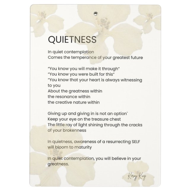 Carpeta De Pinza Poema Inspirador de palabra escrita en silencio (Reverso)