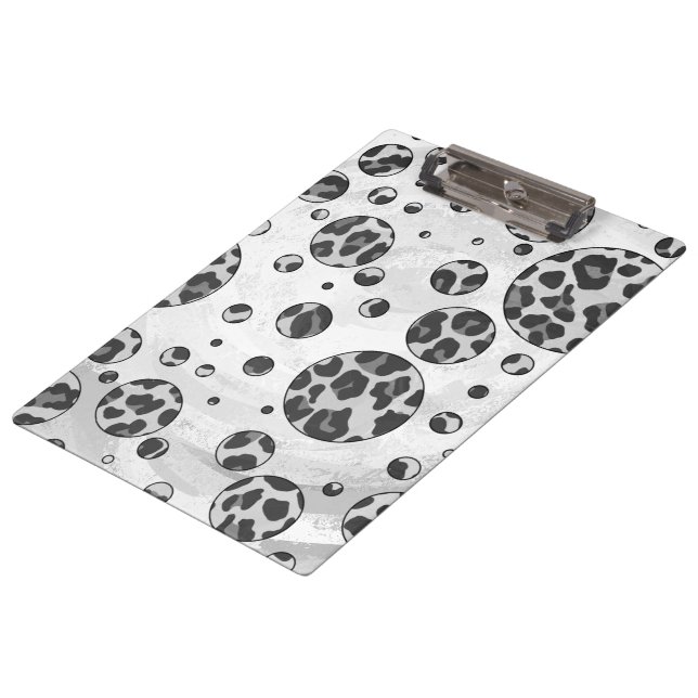 Carpeta De Pinza Polka Dot Leopardo Diseño en blanco y negro (Angular)