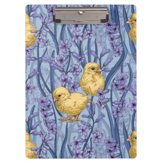 Carpeta De Pinza Pollos e jacintos sobre el azul celeste (Anverso)