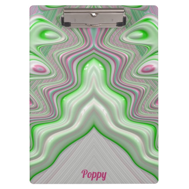 Carpeta De Pinza ¡POPPY ~ PASTEL 3D! GLOSSIA rosa, verde y blanca (Anverso)