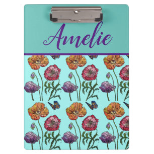 Carpeta De Pinza Poppy Poppies Red Shabby Chic Aqua Florales