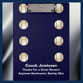 Carpeta De Pinza Portapapeles, azul marino, entrenador de béisbol