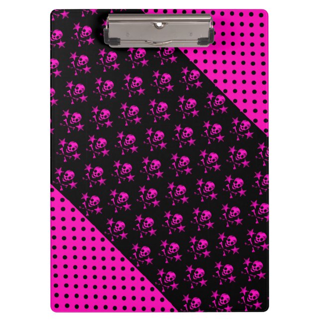 Carpeta De Pinza Portapapeles/Calaveras, huesos cruzados, corazón y (Anverso)