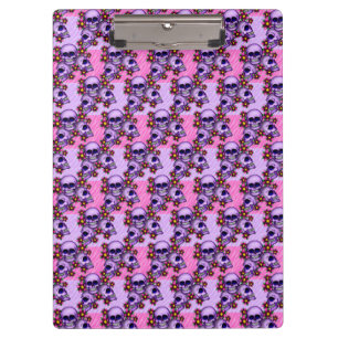 Carpeta De Pinza Portapapeles/Calaveras y flores