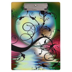 Carpeta De Pinza Portapapeles/Luna mística con ramas giradas