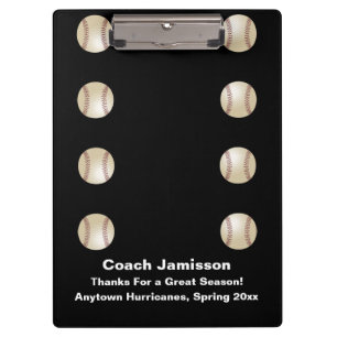 Carpeta De Pinza Portapapeles, negro, entrenador de béisbol