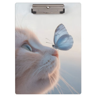 Carpeta De Pinza Portátil de espiral gata y mariposa azul adorable