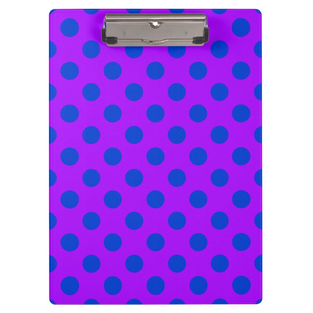 Carpeta De Pinza Pos de polka azul sobre morado (Anverso)