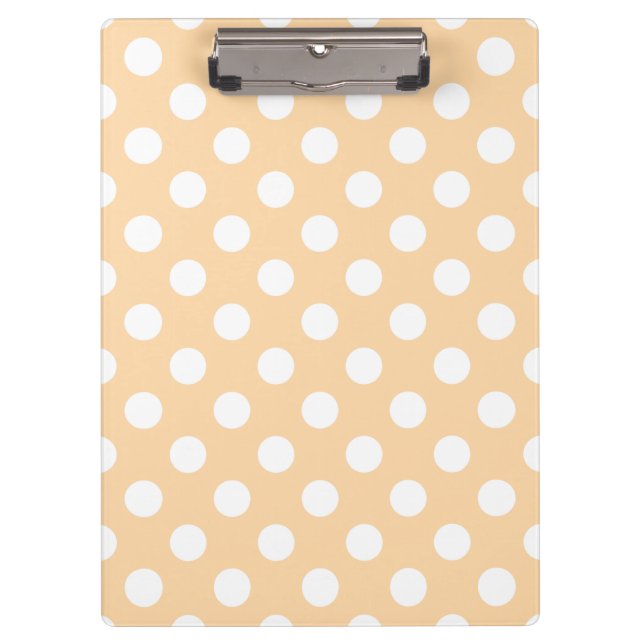 Carpeta De Pinza Pos de polka blanca en beige (Anverso)
