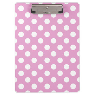 Carpeta De Pinza Pos de polka blanca en rosa pálido