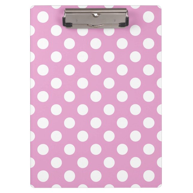 Carpeta De Pinza Pos de polka blanca en rosa pálido (Anverso)