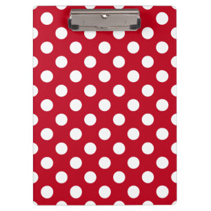 Carpeta De Pinza Pos de polka blanca sobre rojo
