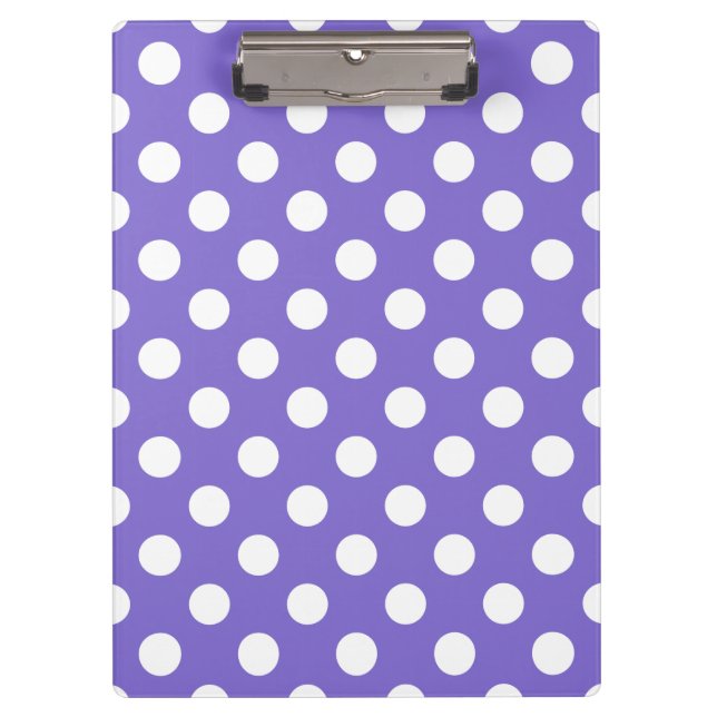 Carpeta De Pinza Pos de polka blanco en periwinkle (Anverso)