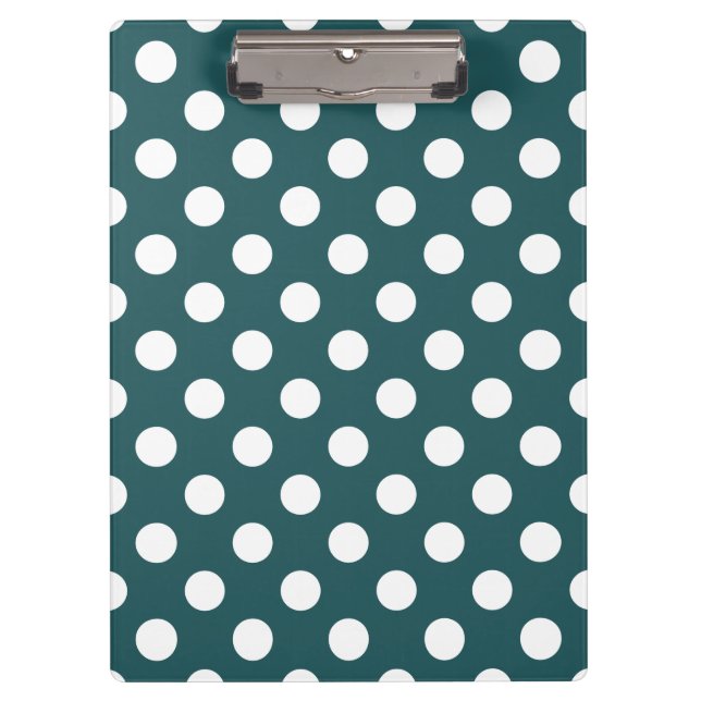 Carpeta De Pinza Pos de polka blanco en verde azulado (Anverso)