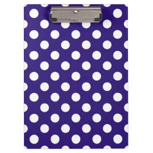 Carpeta De Pinza Pos de polka blanco sobre azul oscuro