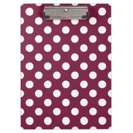 Carpeta De Pinza Pos de polka blanco sobre burdeos