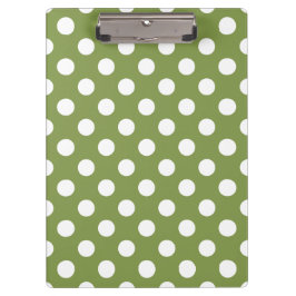 Carpeta De Pinza Pos de polka blanco sobre el verde oliva