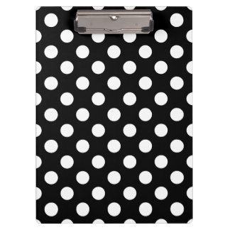 Carpeta De Pinza Pos de polka blanco sobre negro