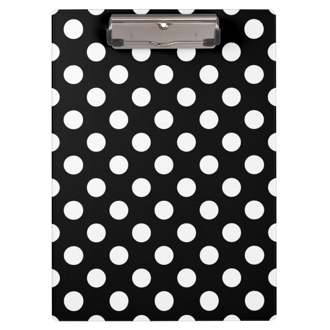 Carpeta De Pinza Pos de polka blanco sobre negro (Anverso)