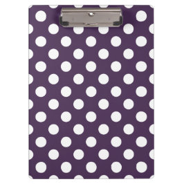 Carpeta De Pinza Pos de polka blanco sobre púrpura de ciruela
