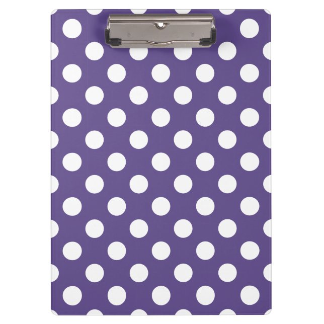 Carpeta De Pinza Pos de polka blanco sobre ultravioleta (Anverso)