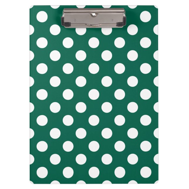Carpeta De Pinza Pos de polka blanco sobre verde sabio (Anverso)